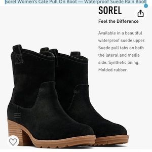 Sorel Women's Cate Pull On Boot — Waterproof Suede Rain Boot size 8.5